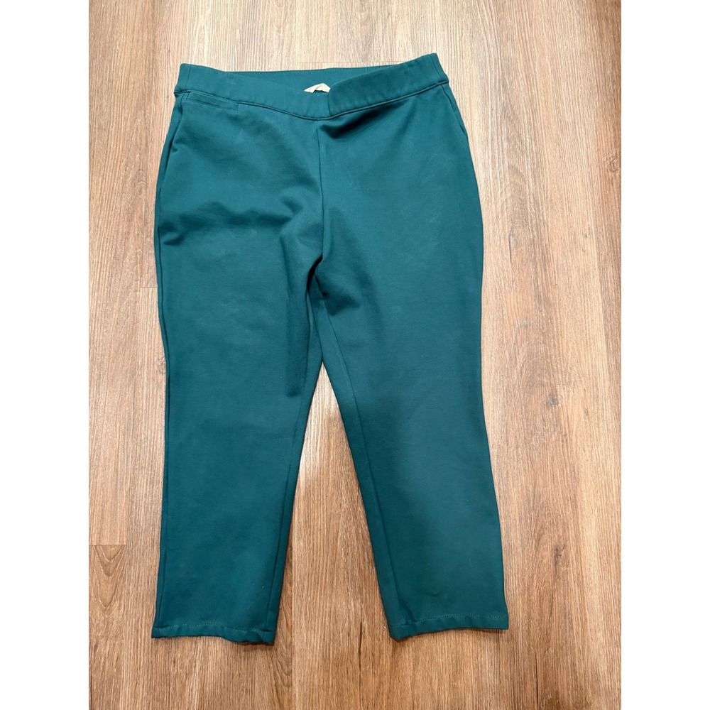 Soft‎ Surroundings Metro Ponte Knit Pants Teal Green Cropped Tapered PL 3GM70